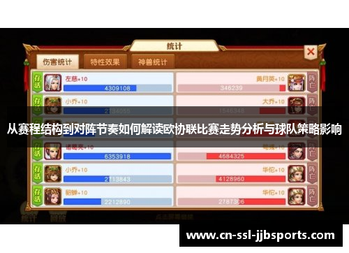 从赛程结构到对阵节奏如何解读欧协联比赛走势分析与球队策略影响 从赛程结构到对阵节奏如何解读欧协联比赛走势分析与球队策略影响